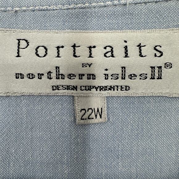 Portraits Northern Isles Shirt Womens 22W Embroidered Collar Western Top Blouse - Picture 7 of 13